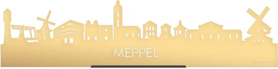 Standing Skyline Meppel Goud Metallic - 60 cm - Woondecoratie design - Decoratie om neer te zetten en om op te hangen - Meer steden beschikbaar - Cadeau voor hem - Cadeau voor haar - Jubileum - Verjaardag - Housewarming - Interieur - WoodWideCities