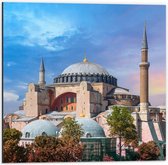 Dibond - Hagia Sophia Moskee, Turkije - 50x50 cm Foto op Aluminium (Met Ophangsysteem)