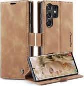 CASEME Geschikt voor Samsung Galaxy S23 Ultra hoesje - Wallet Case - Bruin - Caseme
