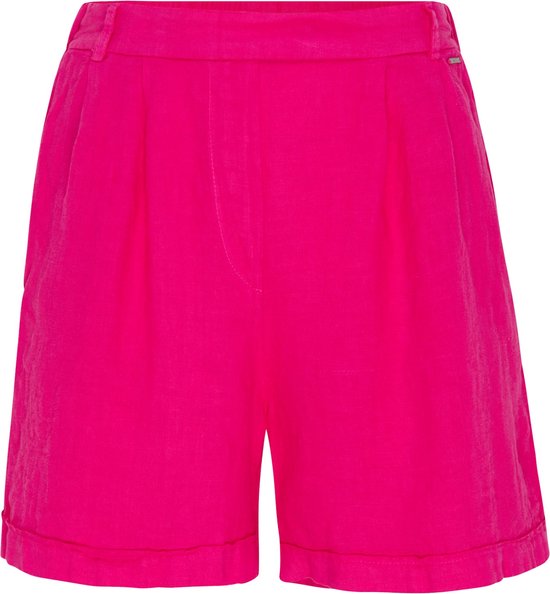 Linen Shorts With Side Pocket Dames - Roze - Maat S