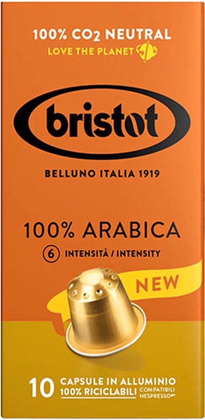 Bristot 100% Arabica Aluminium Nespresso Capsules - 100 stuks