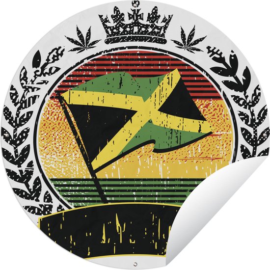 Tuincirkel Een reggae embleem met de vlag van Jamaica - 120x120 cm - Ronde Tuinposter - Buiten XXL / Groot formaat!