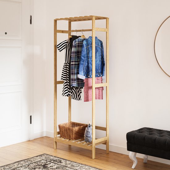 Kinder kledingrek Laxe 126x73x43 cm wit en houtkleurig