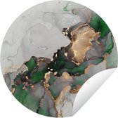 Tuincirkel Marmer - Goud - Groen - Luxe - 150x150 cm - Ronde Tuinposter - Buiten