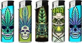 Briquet piézo électronique Tobaliq "Cannabis Skull" Designs (5 pièces)