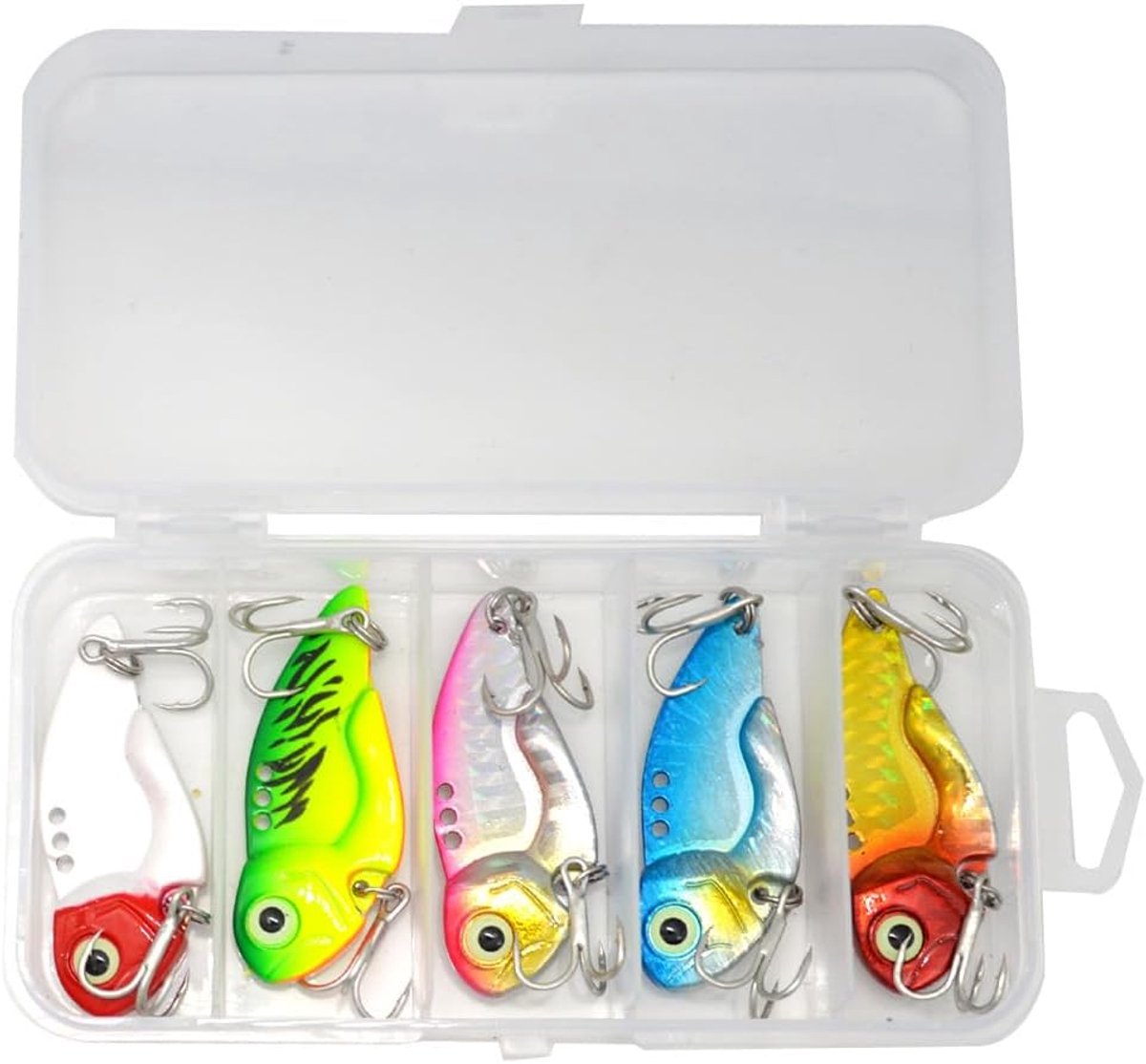 Steinn Wobbler 5 Pieces Metal VIB Bait, 15 g, Hard Bait Fishing Bait, 3D Eyes, Spinner, Trout, Perch, Salmon, Zander - ShopVlot