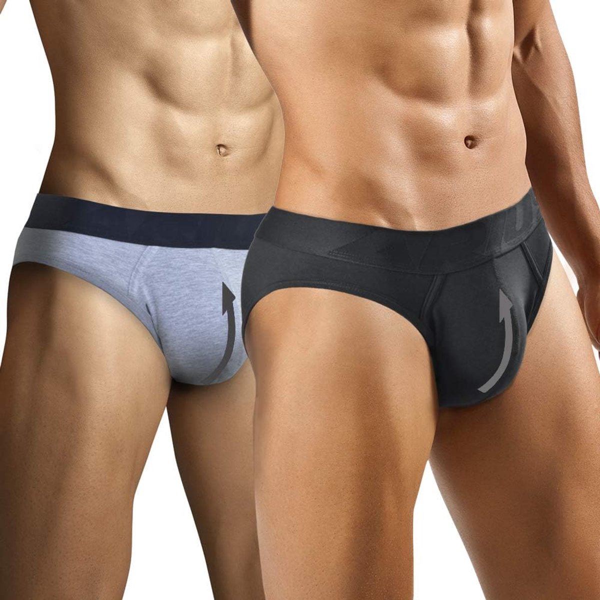 ARIUS Set of 2 panties with front padding for more volume and size of the male features, for a round shape, 1 color - ShopVlot
