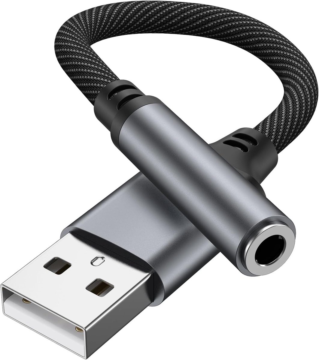 Tobfit USB to 3.5mm jack aux adapter, USB sound card external to 3.5mm audio stereo converter adapter for headphones - ShopVlot