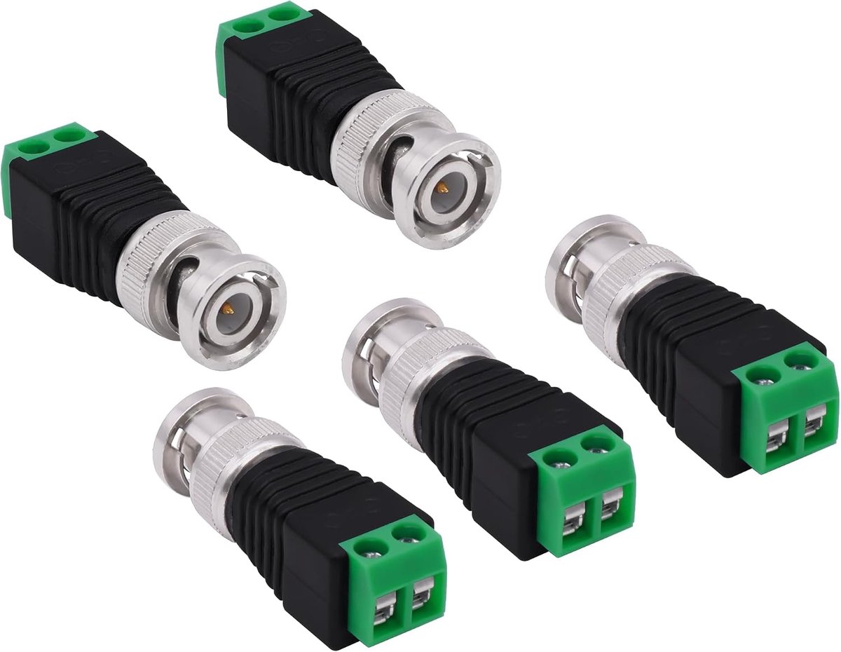 BNC Solderless Connector Male to 2 Pole Screw Terminal Block Adapter Video Balun Connector for CCTV Security Camera - ShopVlot