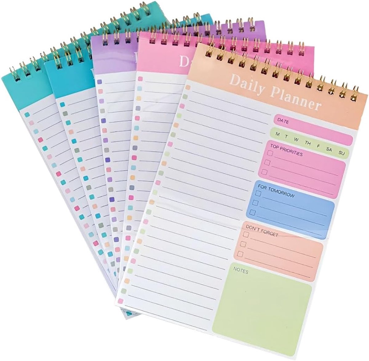 Agenda met weekoverzicht, 5 stuks, A5, meerkleurig, voor persoonlijke organisatie, studenten, beroepen en kantoor - ShopVlot