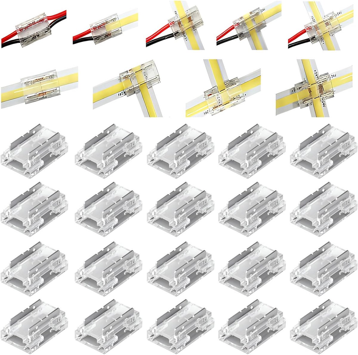20pcs LED Strip Connector, 2 Pole, 8 mm, LED Solder Free, COB SMD, Stripes, Connector, 2 Pin Angle Connector, 8 - ShopVlot