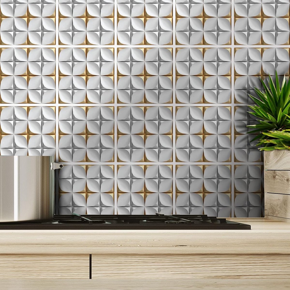 AREDE T1056 T1056 32 x Tile Stickers, Adhesive Wall Tiles for Bathroom, Kitchen, Peel and Stick, Self-Adhesive Wall - ShopVlot