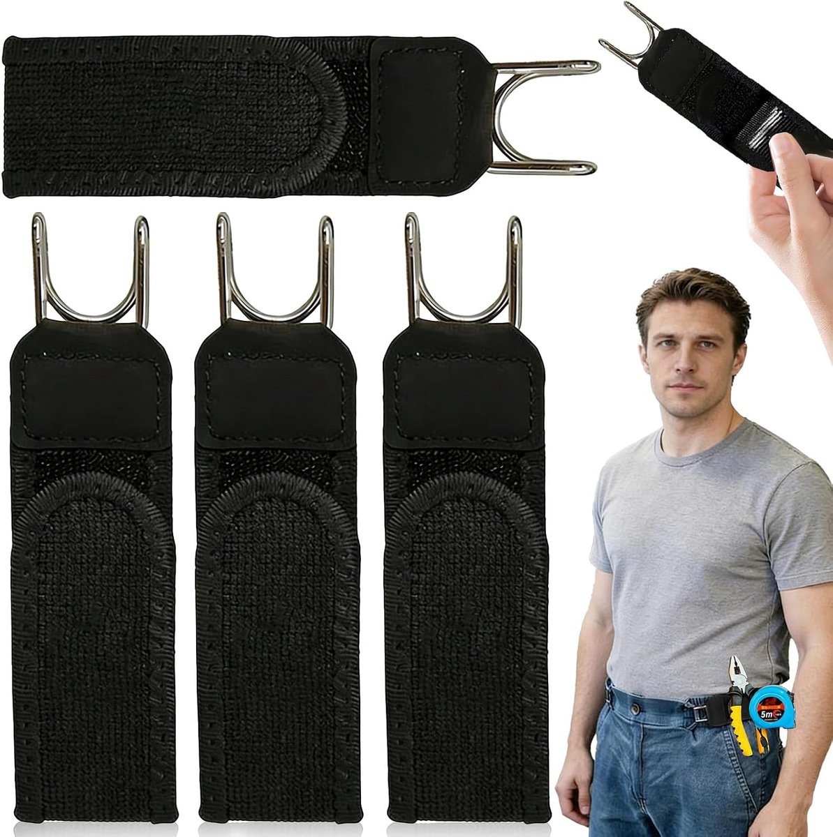 SoundZero 4 Pieces Elastic Trouser Belt Without Buckle, Stretchy and Convenient Belt, Without Buckles, Unisex Belts - ShopVlot