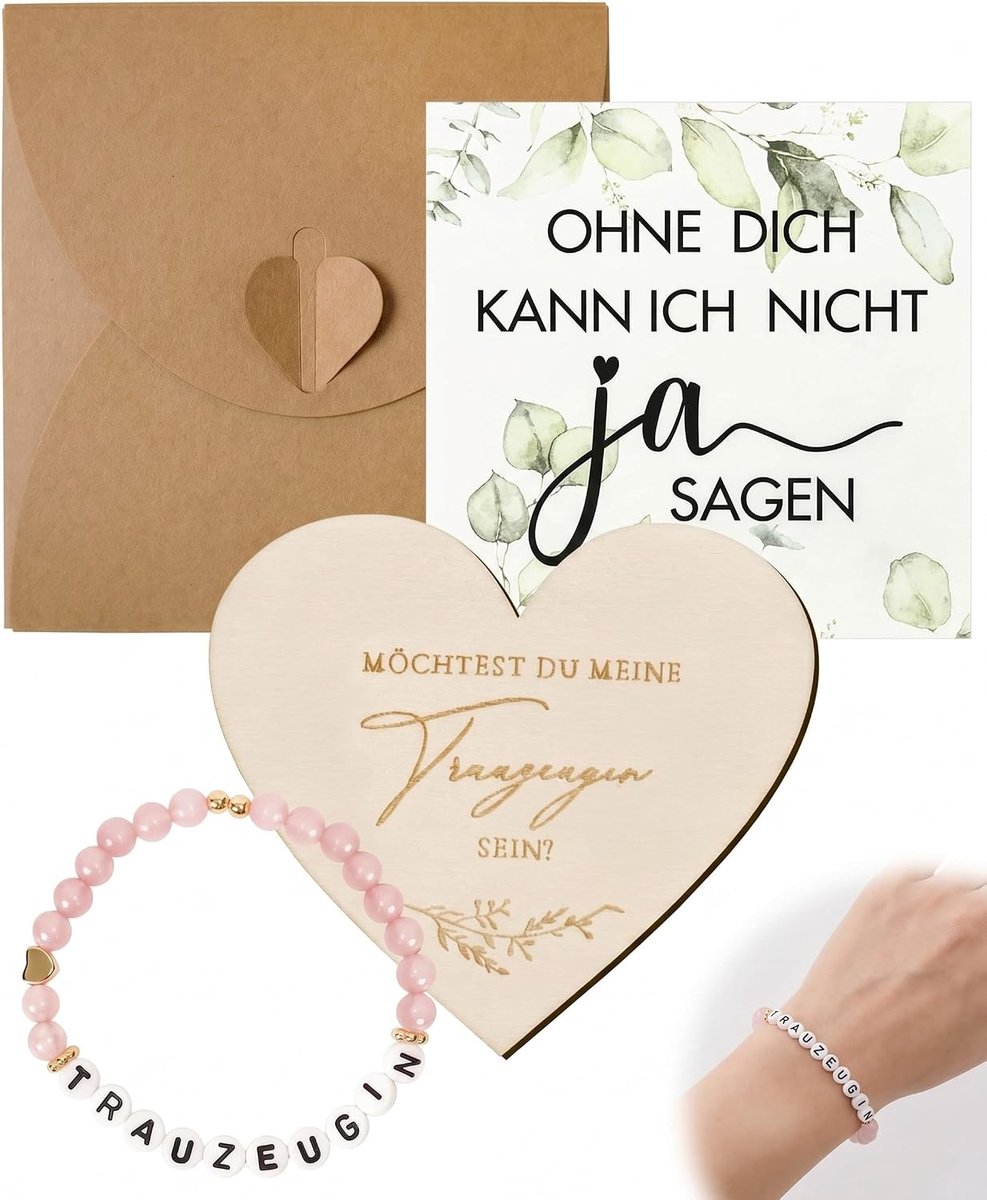 Cadeauset voor bruidsmeisjes Wil je mijn bruidsmeisje zijn? Inclusief armband, kaart, envelop en houten plaat. - ShopVlot