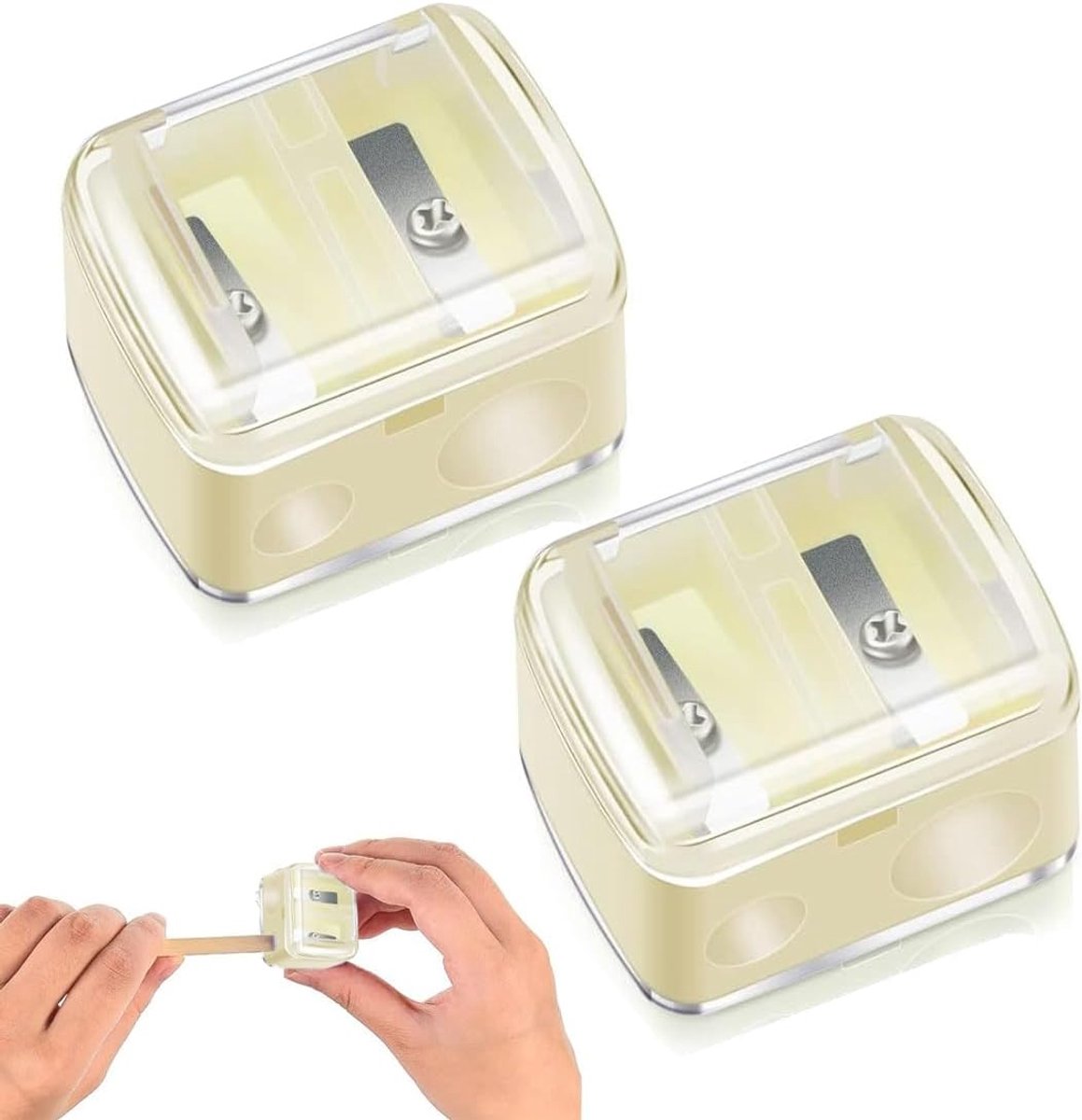 Pack of 2 Universal Makeup Sharpener, Cosmetic Sharpener, Precision Blades, Handy for Travel, Pencil Sharpener for - ShopVlot