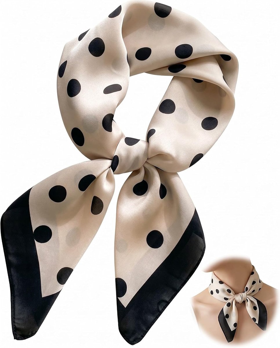 Zijden sjaal voor dames, elegante multifunctionele sjaal met stippen, zacht modeaccessoire voor haar, hals, tas - ShopVlot