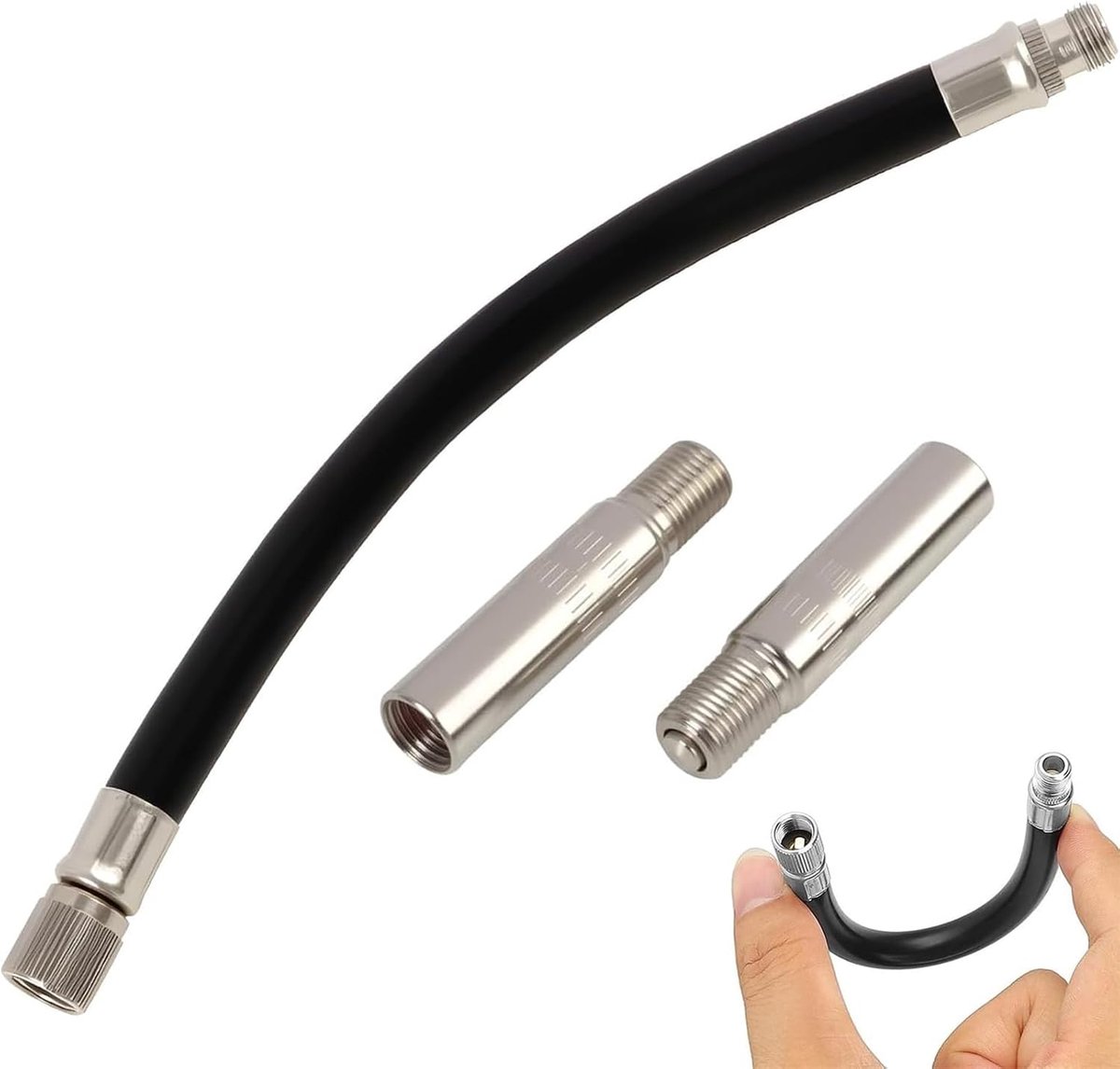 3 stuks bandventielverlenging, 40 mm, ventielverlenging, terugslagventiel met rubberen verlenging, compatibel met - ShopVlot