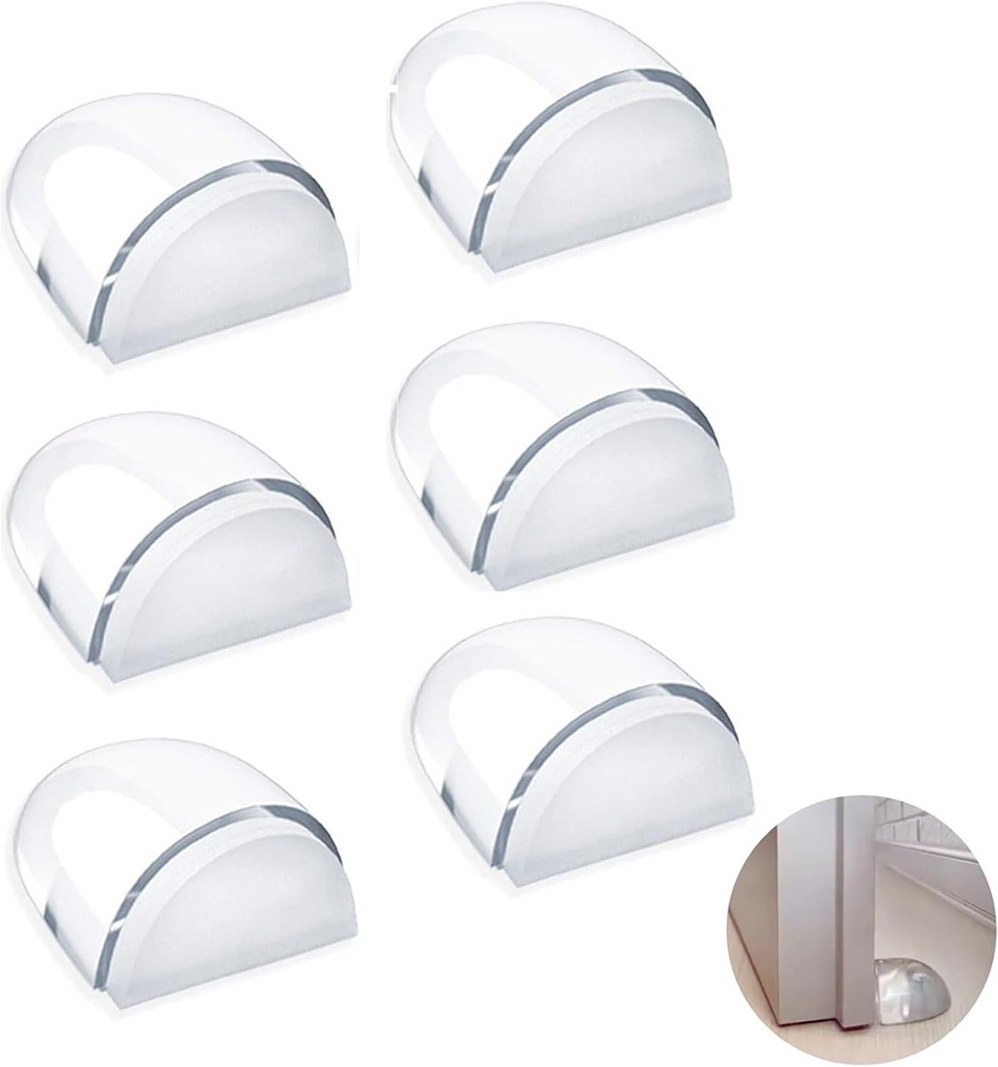 Set of 6 self-adhesive door stoppers, transparent floor door stoppers for sticking on, floor door stoppers, wall door - ShopVlot