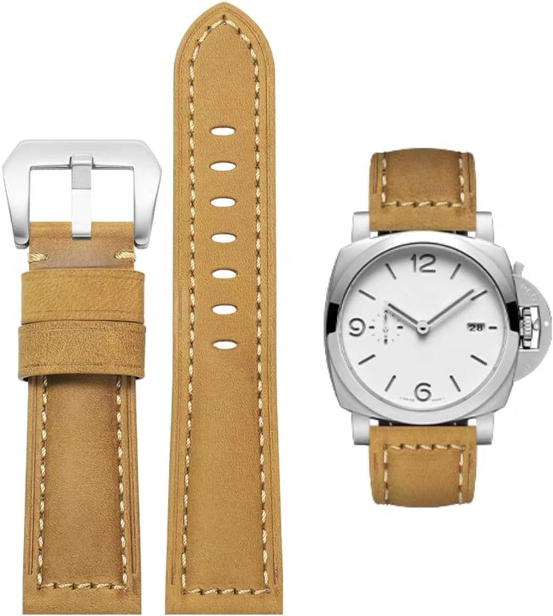 PANERAI Watch Strap 22mm 24mm 26mm Leather Vintage Military Watch Strap Replacement Band For PANERAI LUMINOR 44 Men - ShopVlot