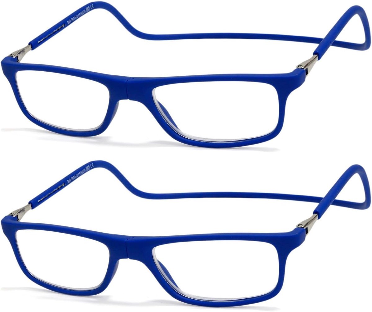 NEW VISION 2 Pack Magnetic Reading Glasses for Men and Women, Neck Glasses with Magnet Clip, UV400 CE Certified - ShopVlot