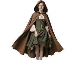 Renaissance Cape with Hood, Medieval Clothing for Men, Witch Coat with Hood - ShopVlot