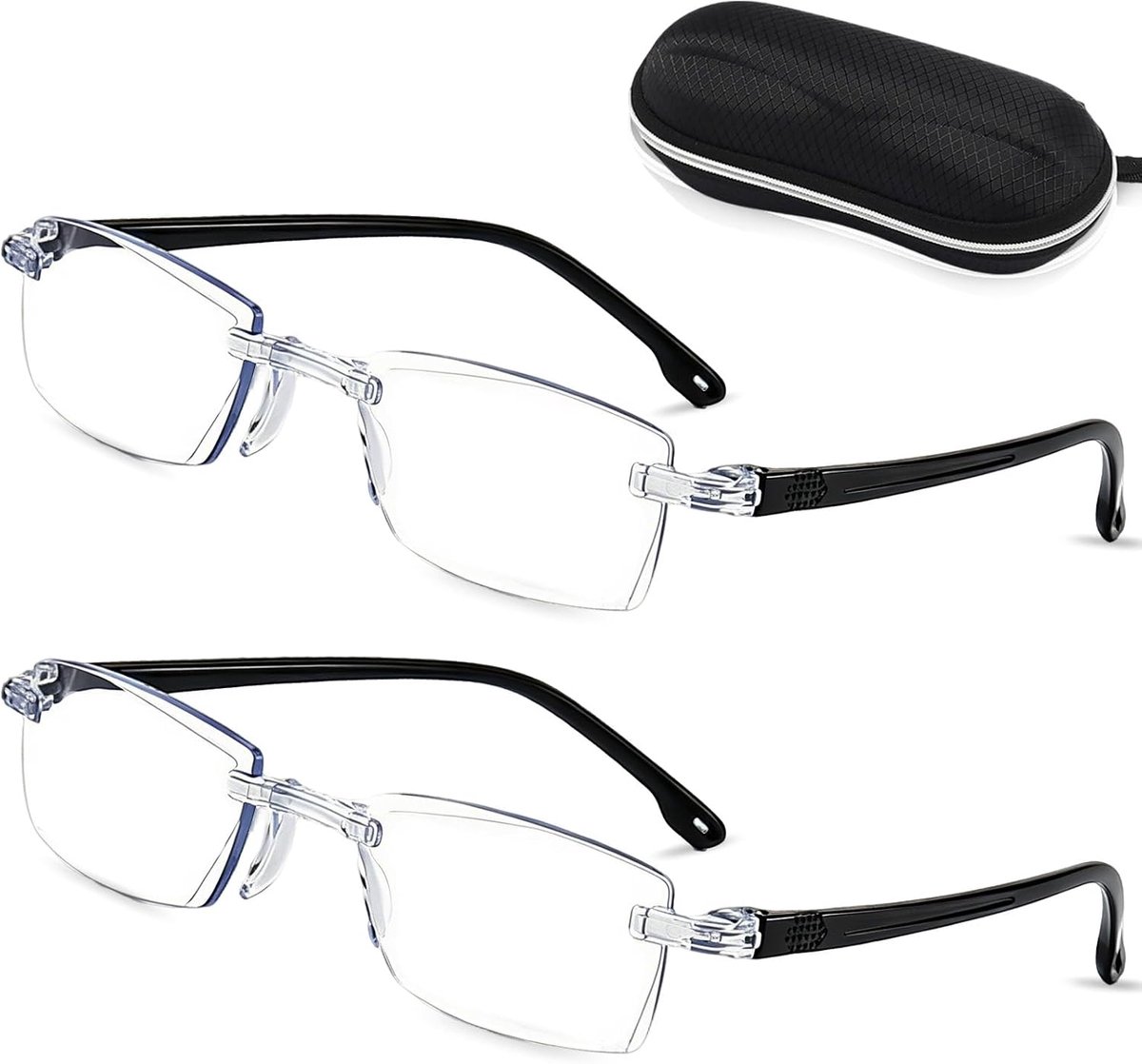 2 Pairs Automatic Zoom Reading Glasses, Intelligent Zoom Glasses Against Blue Light and Presbyopia, Rectangular Unisex - ShopVlot