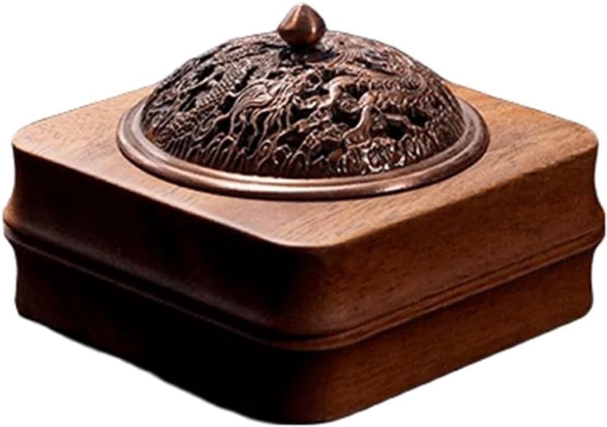 Walnoot wierookbrander vierkante houten kist huishoudelijk binnen sandelhout wierookbrander houten plaat wierookbrander - ShopVlot