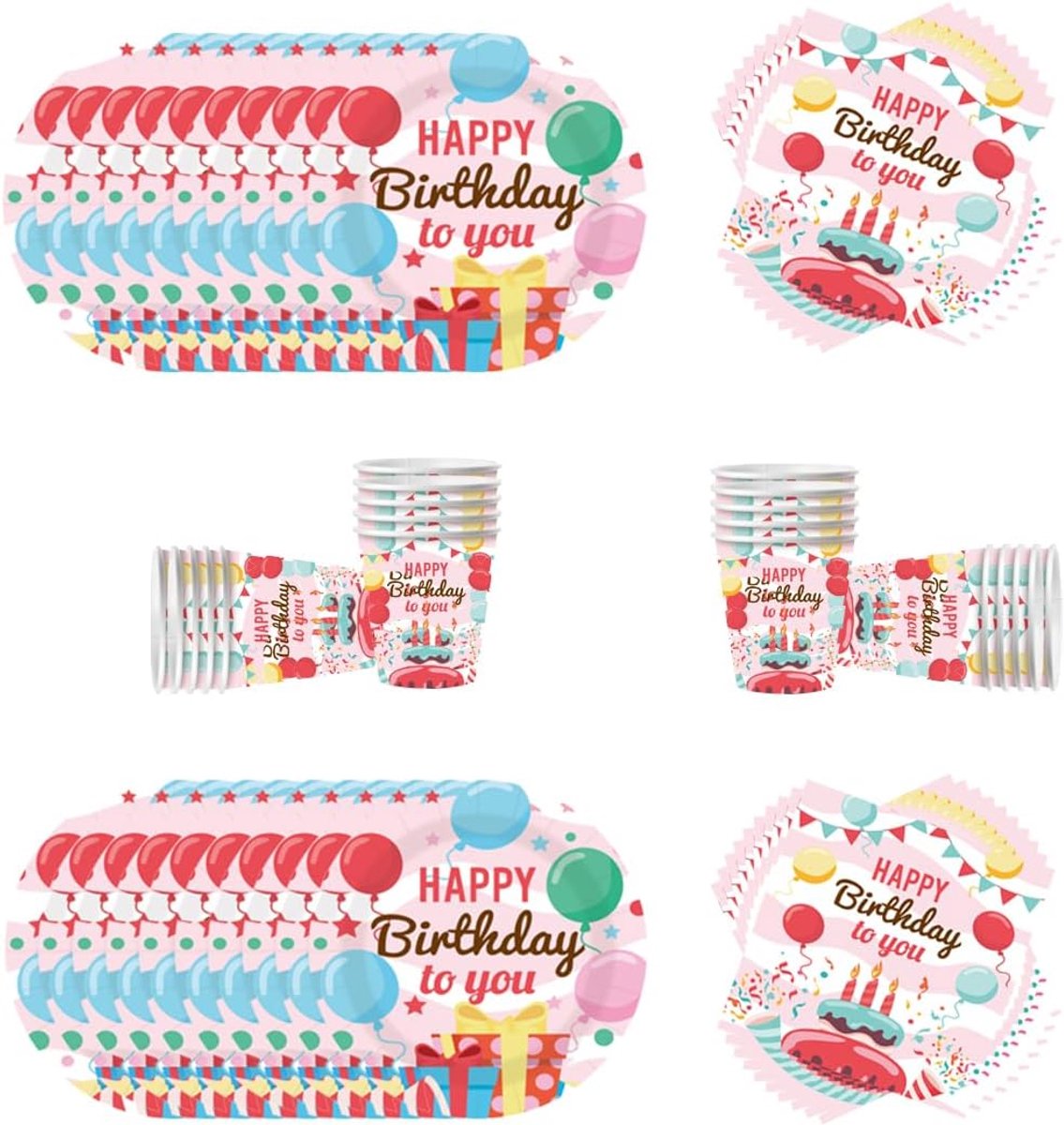 60-Piece Doughnut Party Tableware, Children's Birthday Decoration, Party Tableware Set for Party Decorations, 20 People - ShopVlot