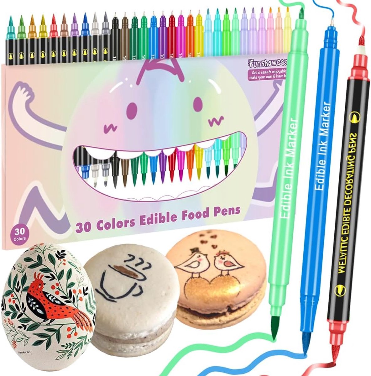 30 Edible Pens Food Dye Icing Pens Double Sided - ShopVlot