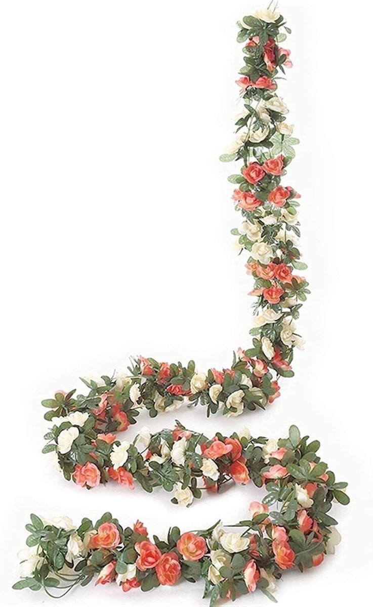 5 pack van 2,5 m kunstmatige rose rotan garland plant kunstmatige bloemen opknoping rose rotan home hotel bruiloft - ShopVlot