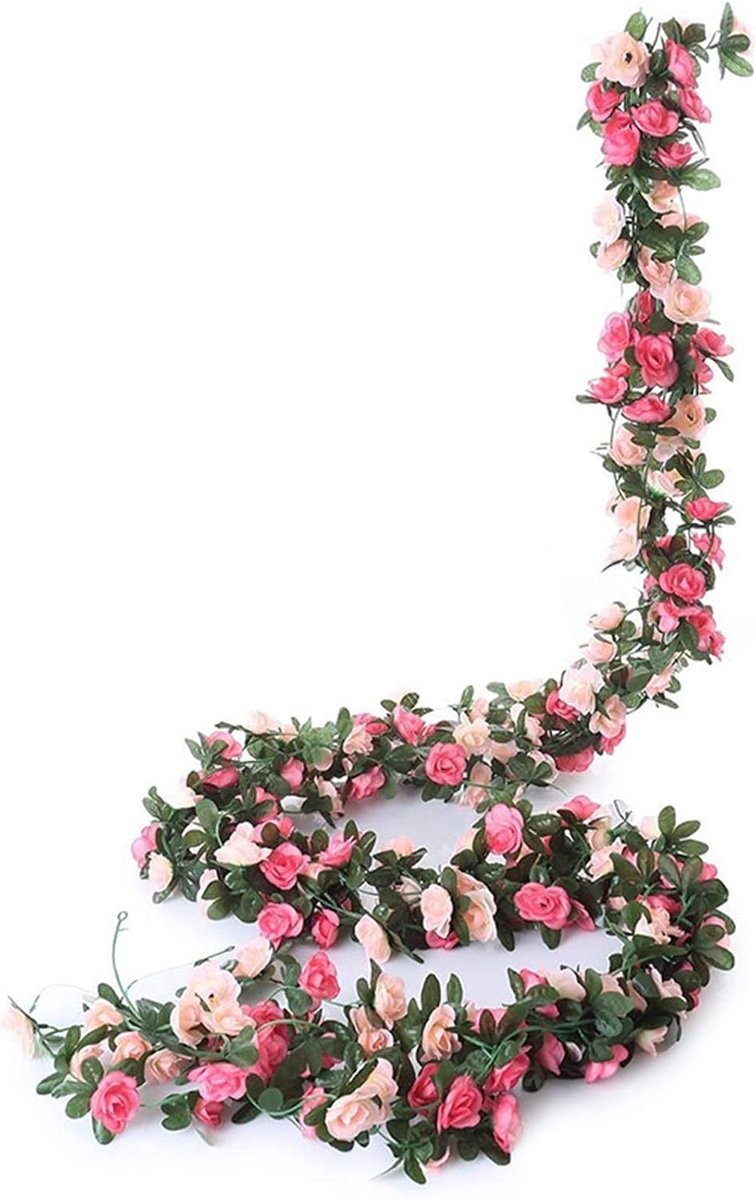 5 pack van 2,5 m kunstmatige rose rotan garland plant kunstmatige bloemen opknoping rose rotan home hotel bruiloft - ShopVlot