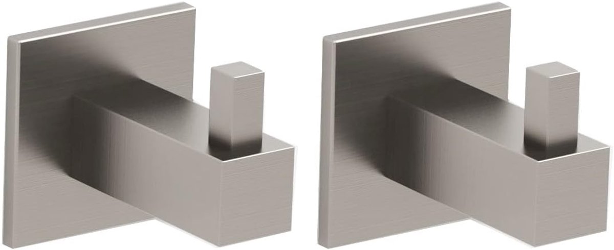 Handdoekhaak Set - Badkamer Hanger - Badkamer Organisatie - Vierkant Design - 2 stuks - Mat Staal