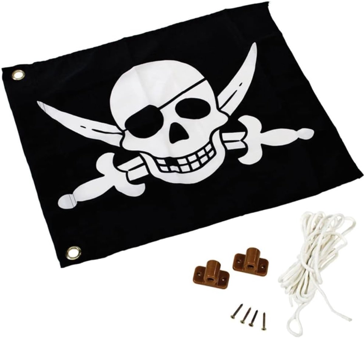 Flag with lifting system for attaching to play towers, climbing towers, stilt houses or other play facilities (black - ShopVlot