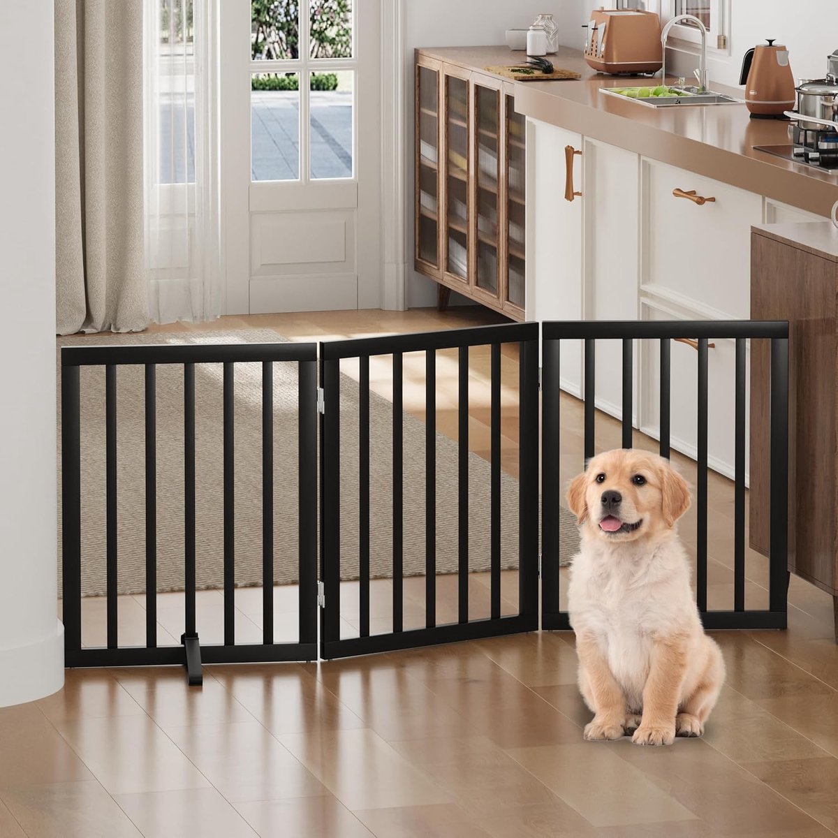 Dog Gate Free Standing Dog Gates for Doorways, Foldable Indoor Dog Fence, Pet Fences for Doorways, Bedroom, Puppy Gate - ShopVlot