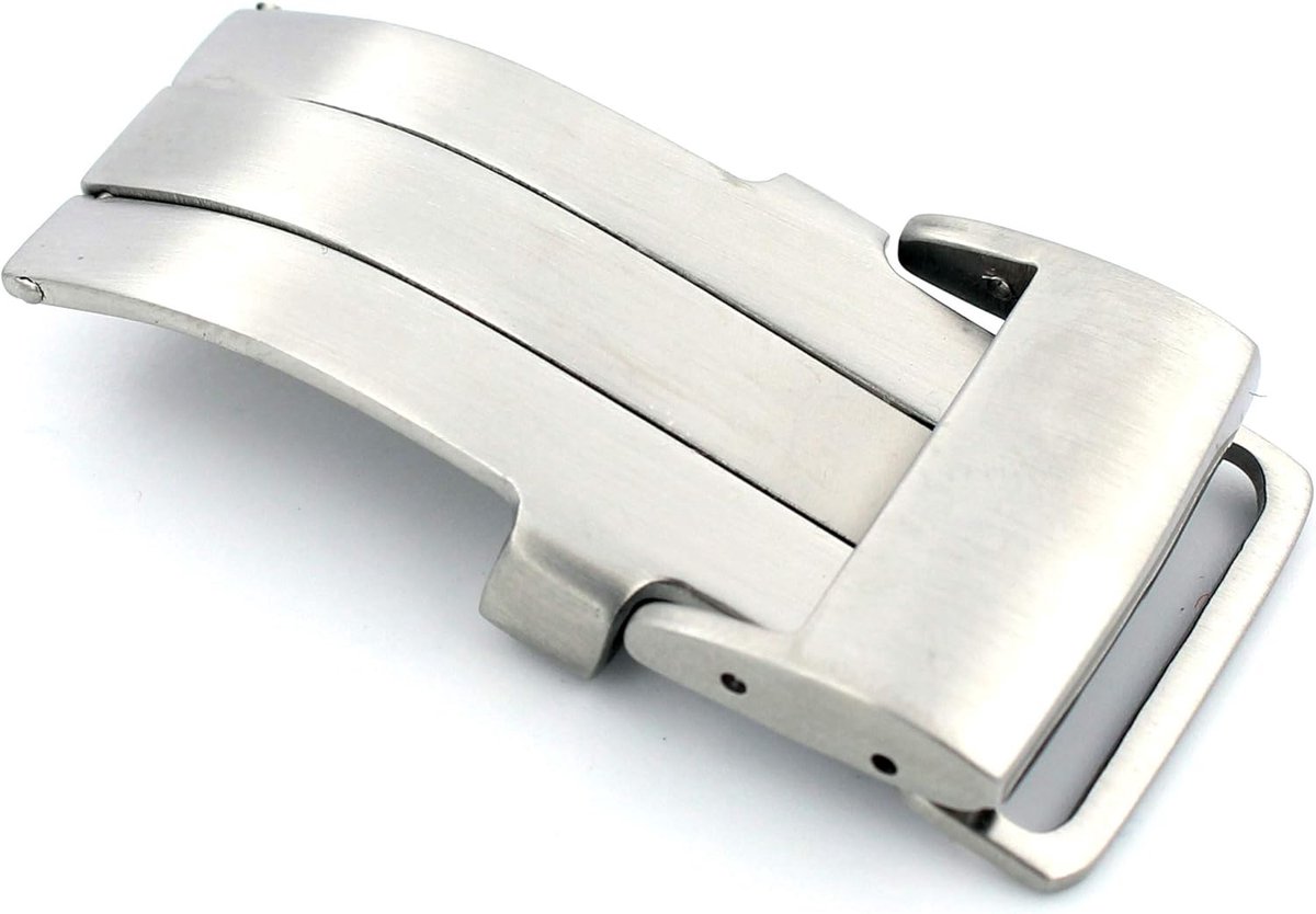 Sulla 18mm Matte Silver 316L Stainless Steel Folding Clasp for Watch Straps - ShopVlot