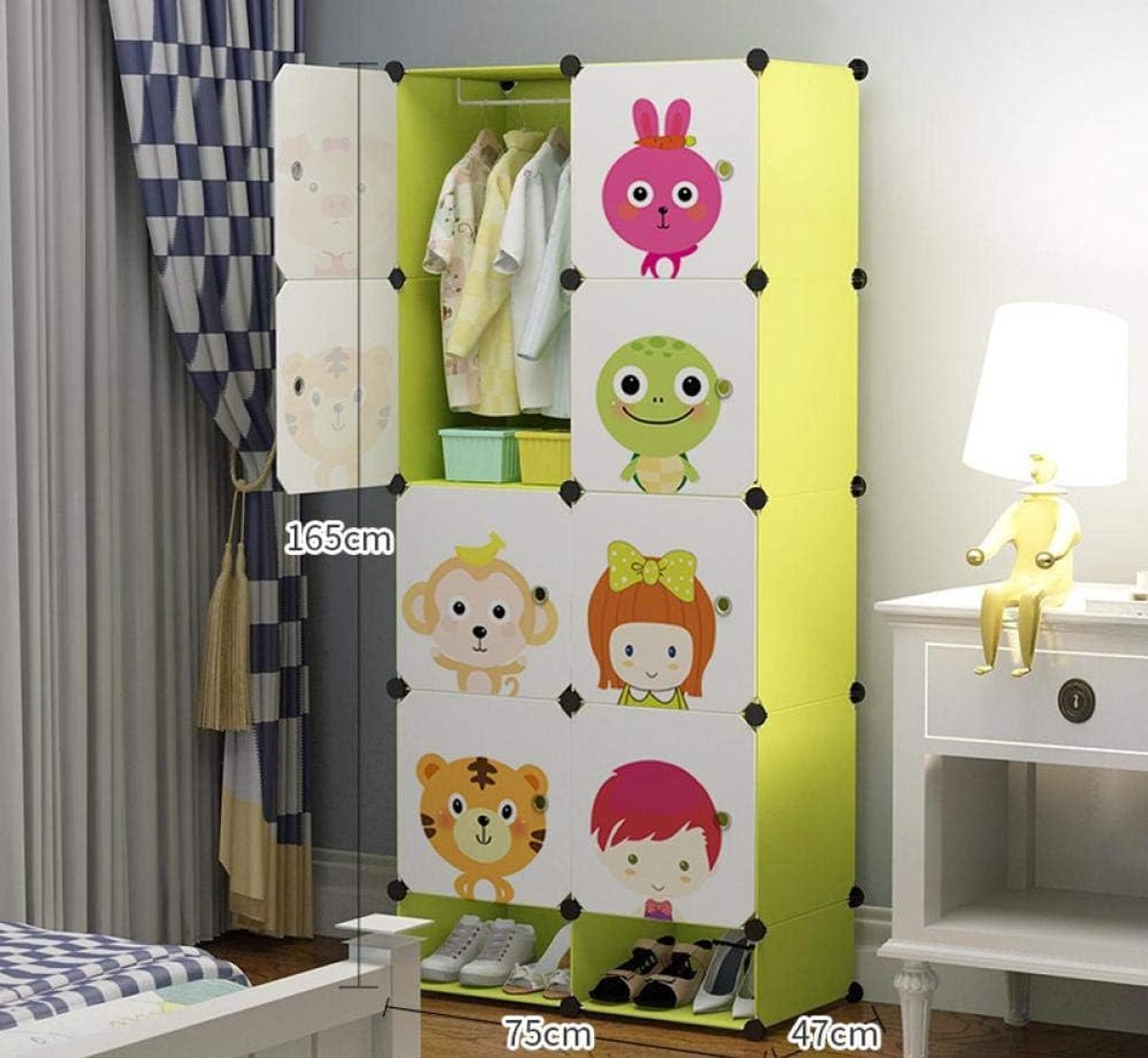 Adult Wardrobe, easy to save space, small Deepen Scarpiera 8 Poli 1 Anta Verde - ShopVlot