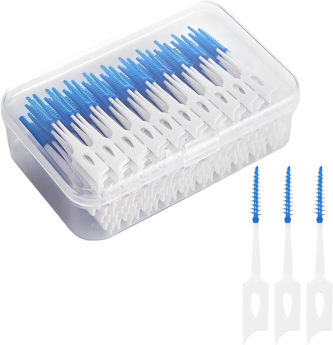 200 stuks interdentale borstels - siliconen tandzijde sticks - zachte tandvlees interdentale borstel tandenstoker reinigingsgereedschap voor orale reiniging (blauw)