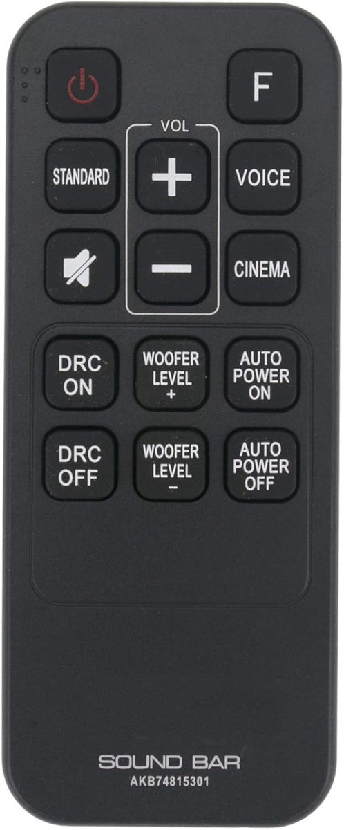 AKB74815301 Remote Control Replacement for LG Sound Bar LAS453 LAC553B - LAS454B LAS260B LAS453B S55A3-D - ShopVlot