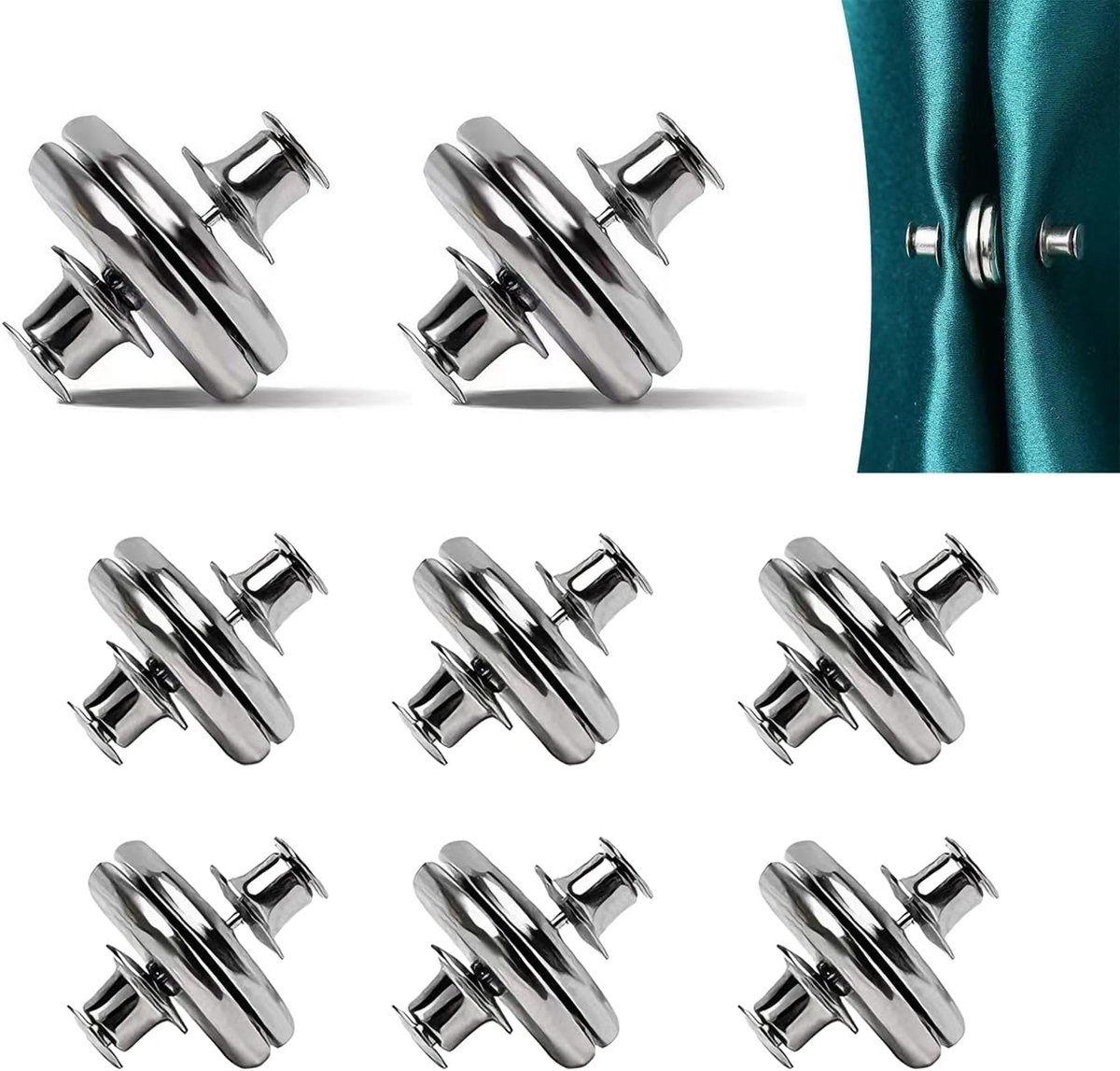 Magnetische Gordijnhouders 8 Paar - Sterke Grip - Lichtdicht - Eenvoudige installatie zonder naaien - ShopVlot