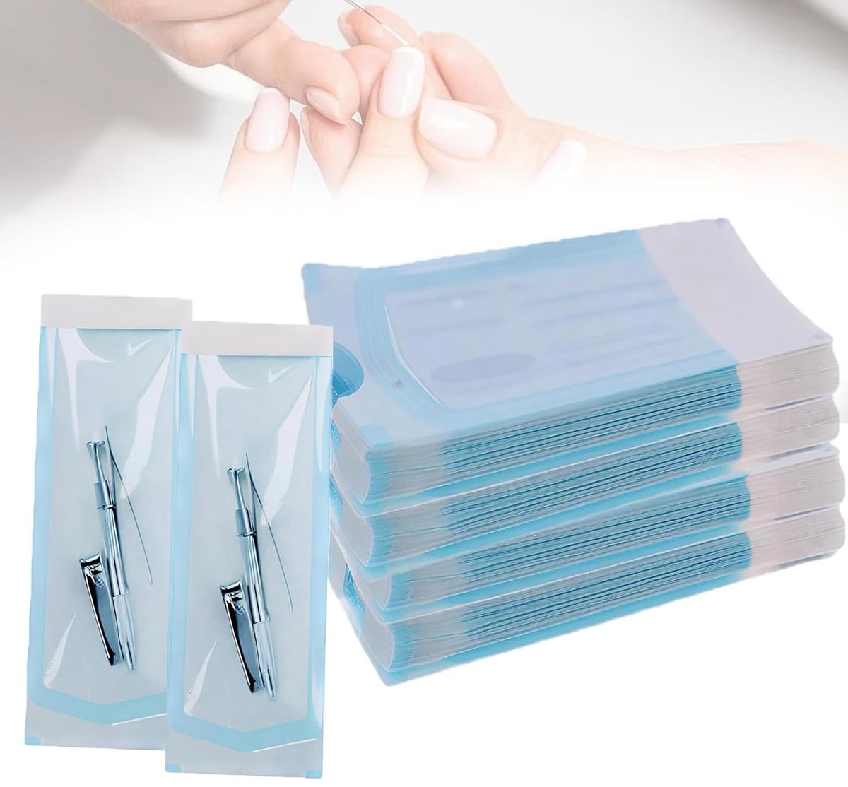Sterilisatietassen 90 x 260 mm - zelfklevend - zonder zijplooien - ideaal voor tandheelkundige en manicure tools - ShopVlot