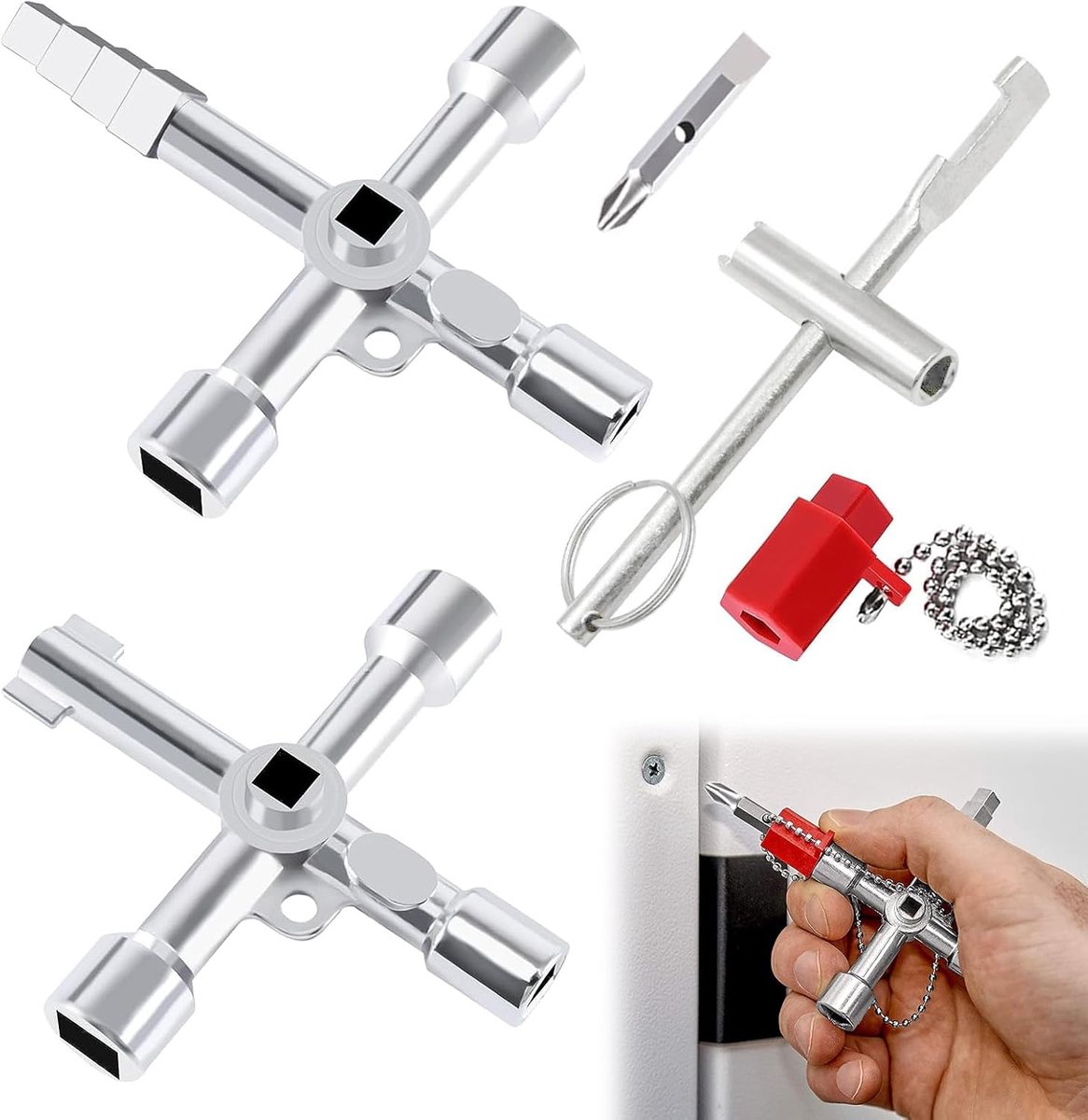 Lift sleutels 3 stuks - universele sleutels - multifunctioneel - voor water- en gasmeters - ShopVlot