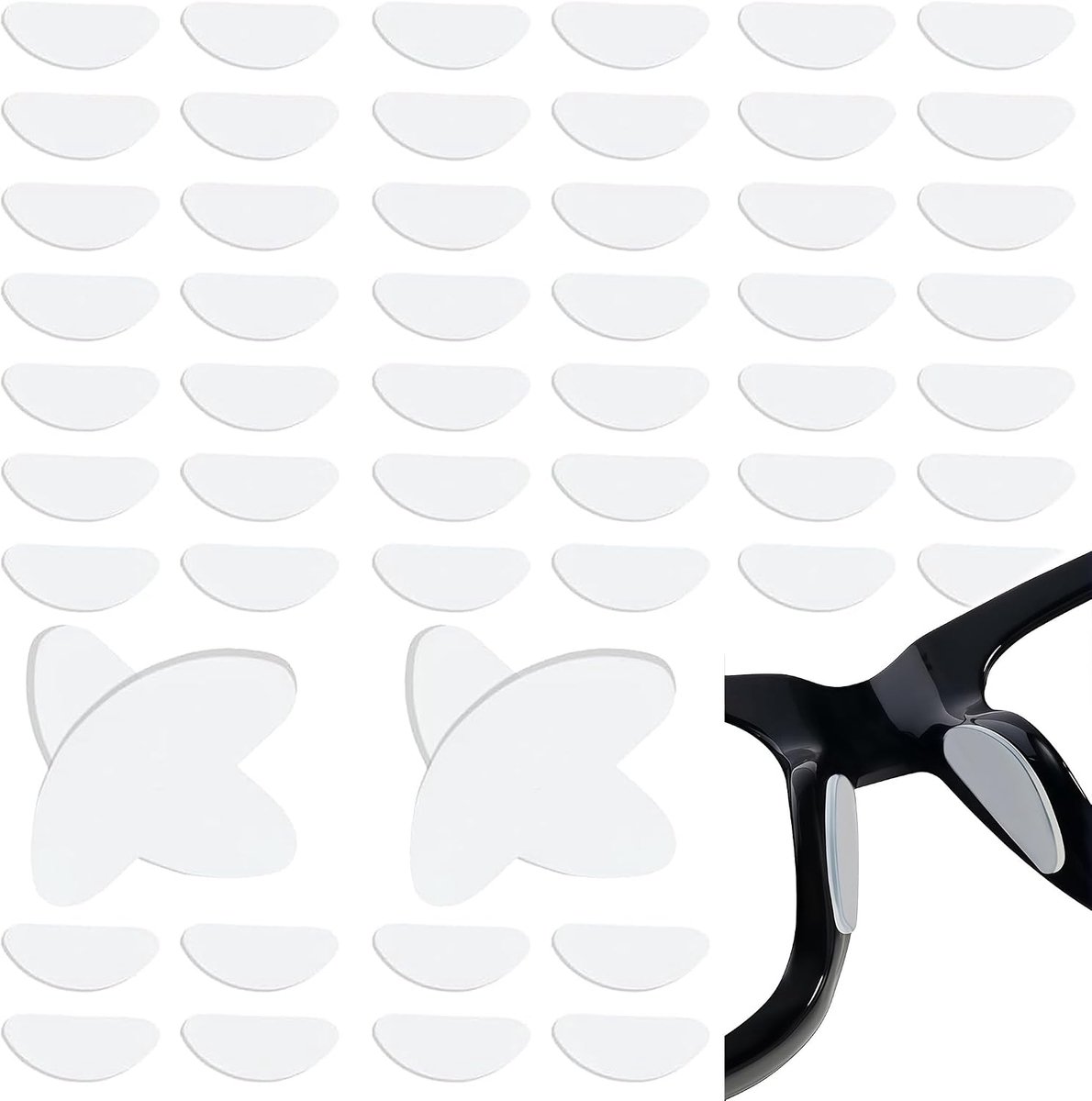 Neuskussentjes Bril 60 stuks - Silicone Ultra-dun 1mm - Anti-slip - Voor langdurig comfort - ShopVlot