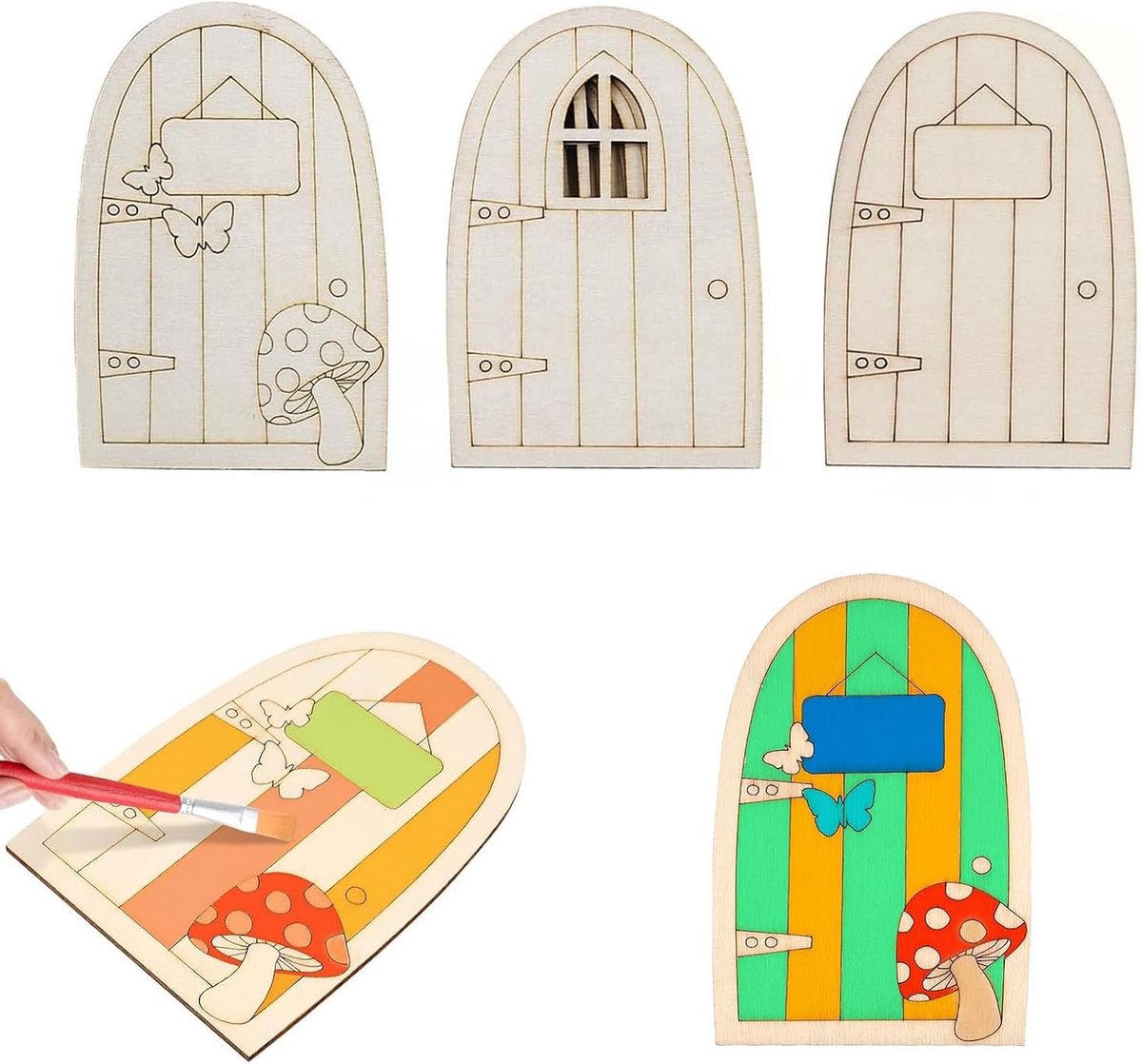 Houten Feeëndeur 15pcs - Ongeverfd - Miniatuur voor Tuin en Planten - Creatieve Decoratie - m-winkel