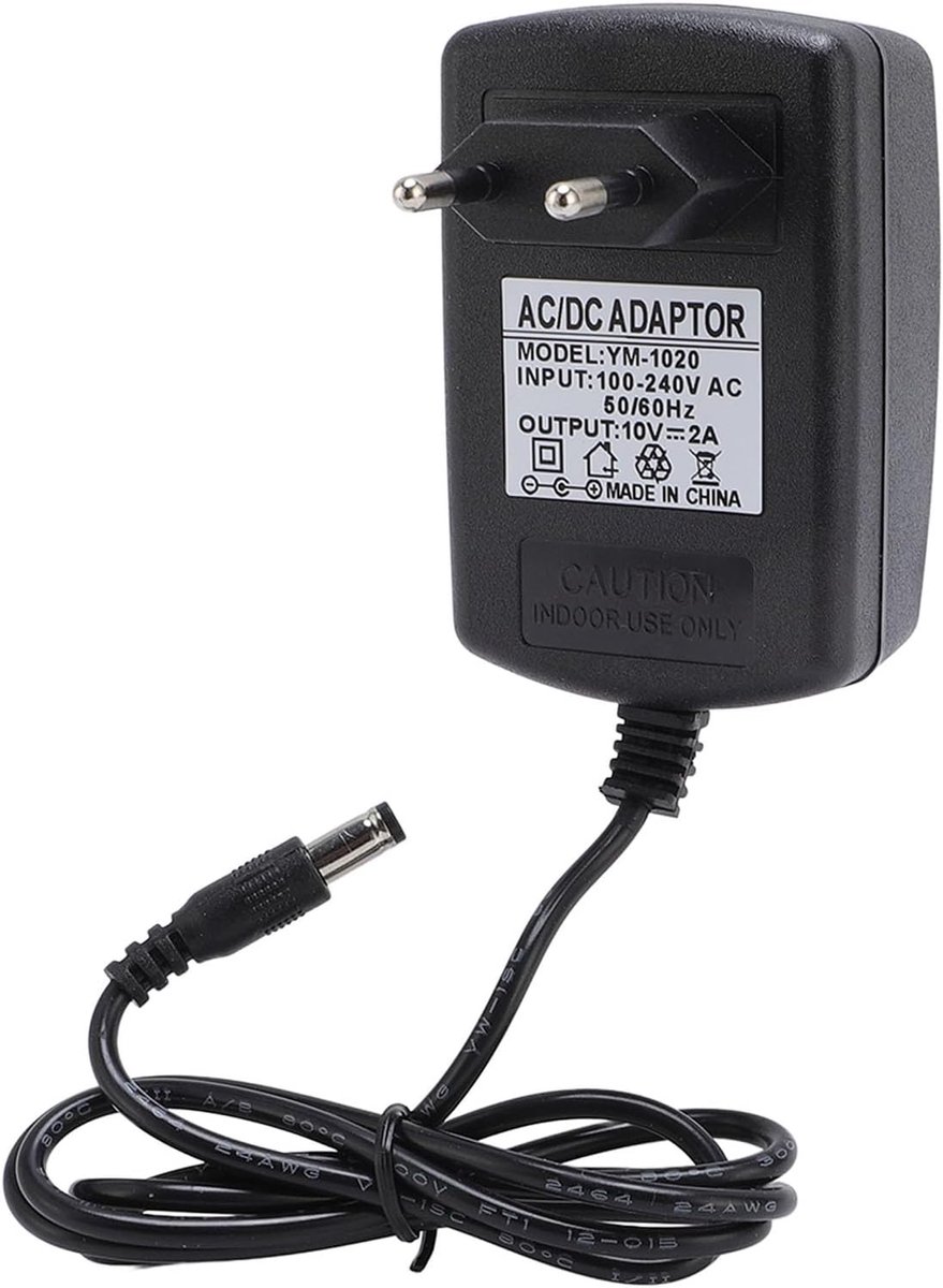 DC Adapter 10V 2A - 5.5 x 2.1 mm Plug - Veiligheidsvoorzieningen - Ideaal voor LED schermen en camera's - ShopVlot