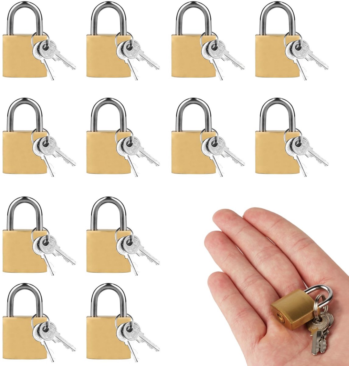 Solidchoice - 12 Stuks Gym Hangsloten met Sleutel voor Bagage en Lockers