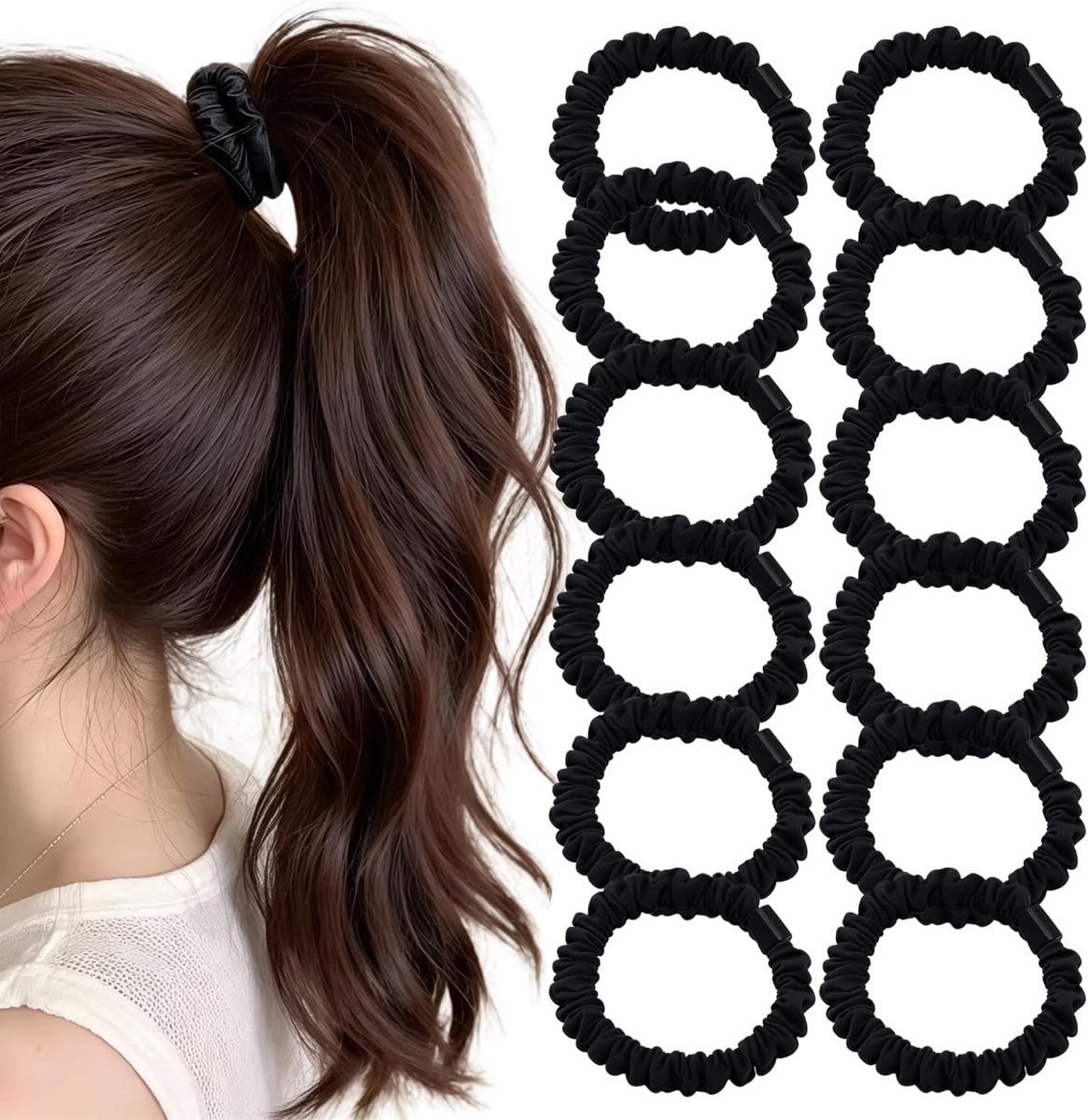 Haar elastieken 12 stuks - satijnen scrunchies - zacht en elastisch - beschermt haar bij gebruik - ShopVlot