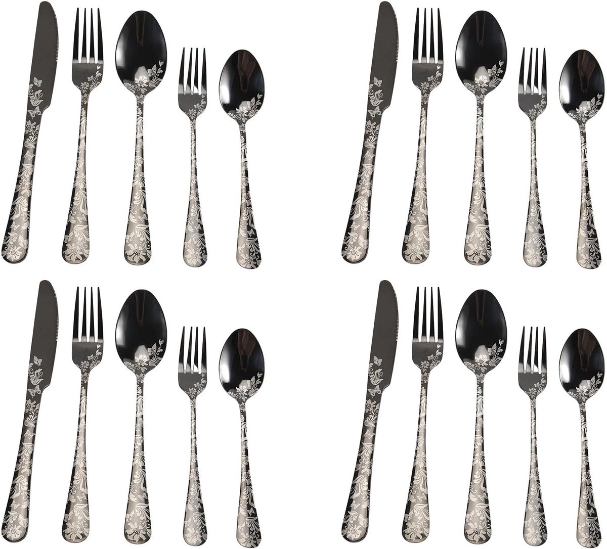 20-delige bestekset - roestvrij staal - uniek bloemenpatroondesign - stijlvol en elegant - ShopVlot