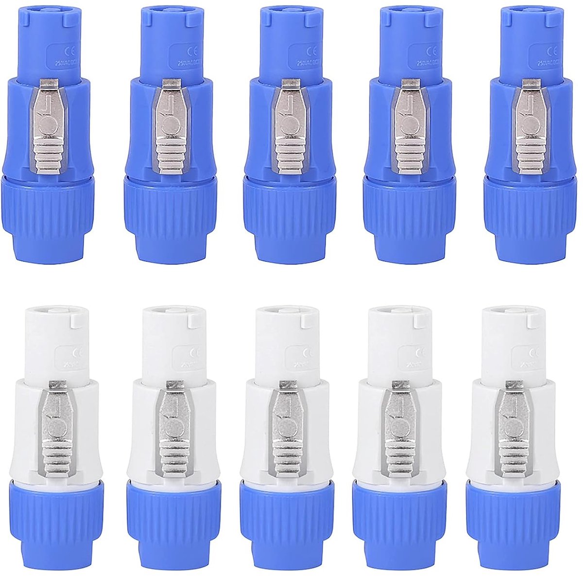 NAC3 Speakon plug 3-pin - 20A 250V AC connector - blauw en wit - ideaal voor audioverbindingen - ShopVlot