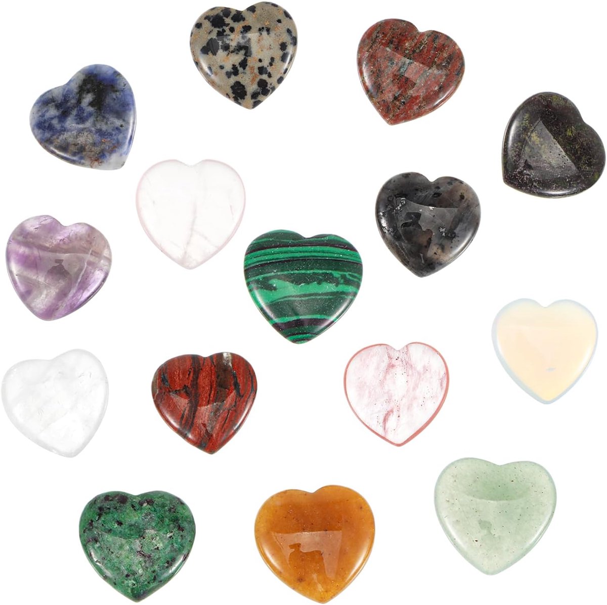 Hartstenen 15pcs - Natuurlijke kristallen - Verschillende kleuren - Perfect voor meditatie en geluk - ShopVlot