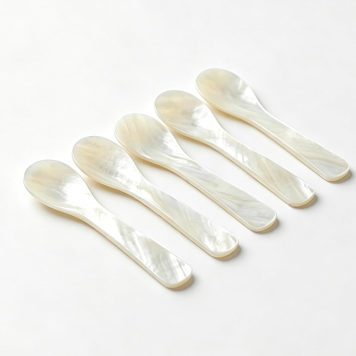 Cosmetische lepels set van 2 - parelmoer wit - gladde afwerking - ideaal voor gezichtsmaskers - ShopVlot